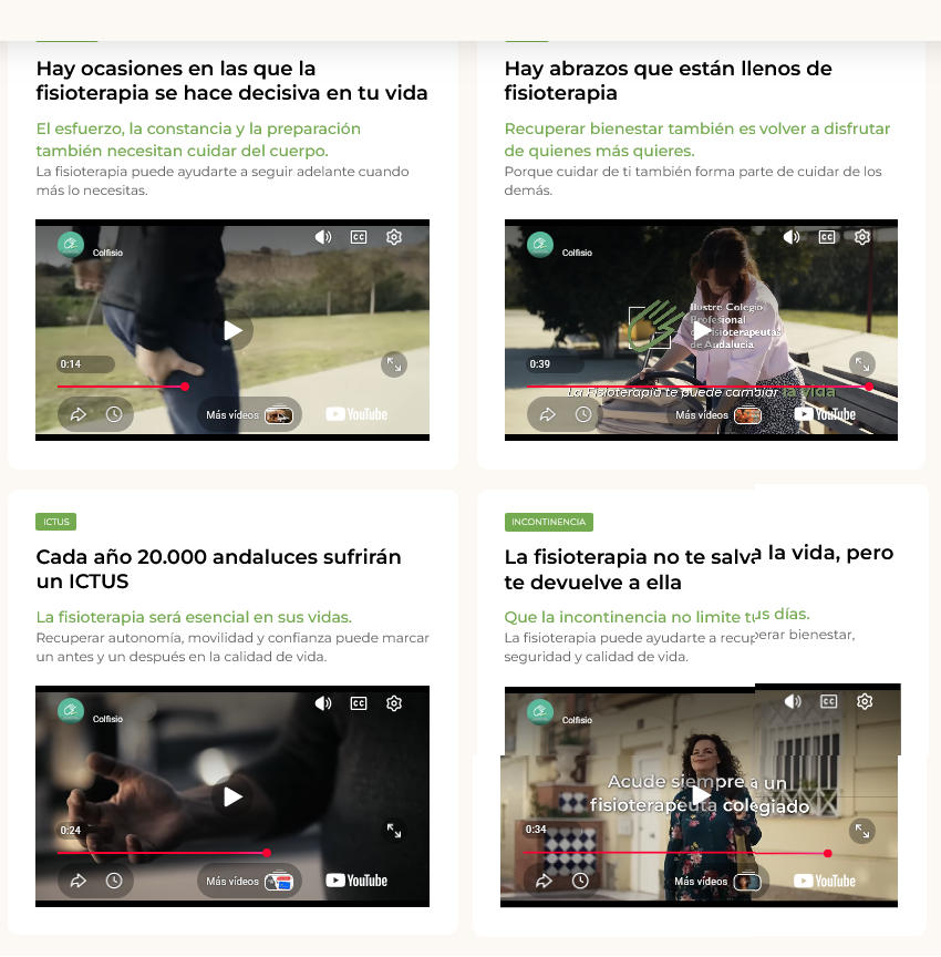 Una madre, un opositor, una paciente con incontinencia y un superviviente de ictus: las historias reales con las que Colfisio reivindica la fisioterapia